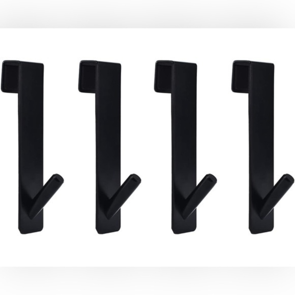 Cabilock 4-Piece Stainless Steel Cabinet or Shower Door Hooks – Black